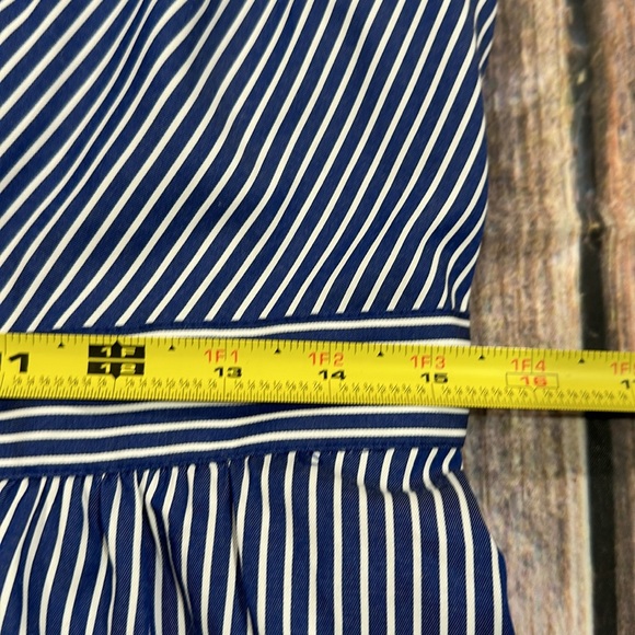 Macy’s ECI New York Size 10 Blue/White One Shoulder Diagonal Striped Dress - Picture 8 of 11